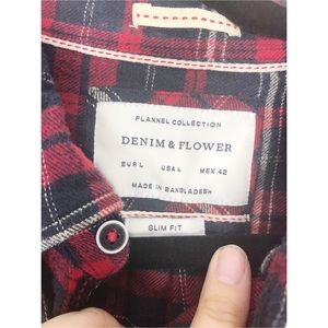 Denim & Flower Shirts - Denim & flower l slim fit red plaid button down Denim & Flower Shirts - Denim & flower l slim fit red plaid button down